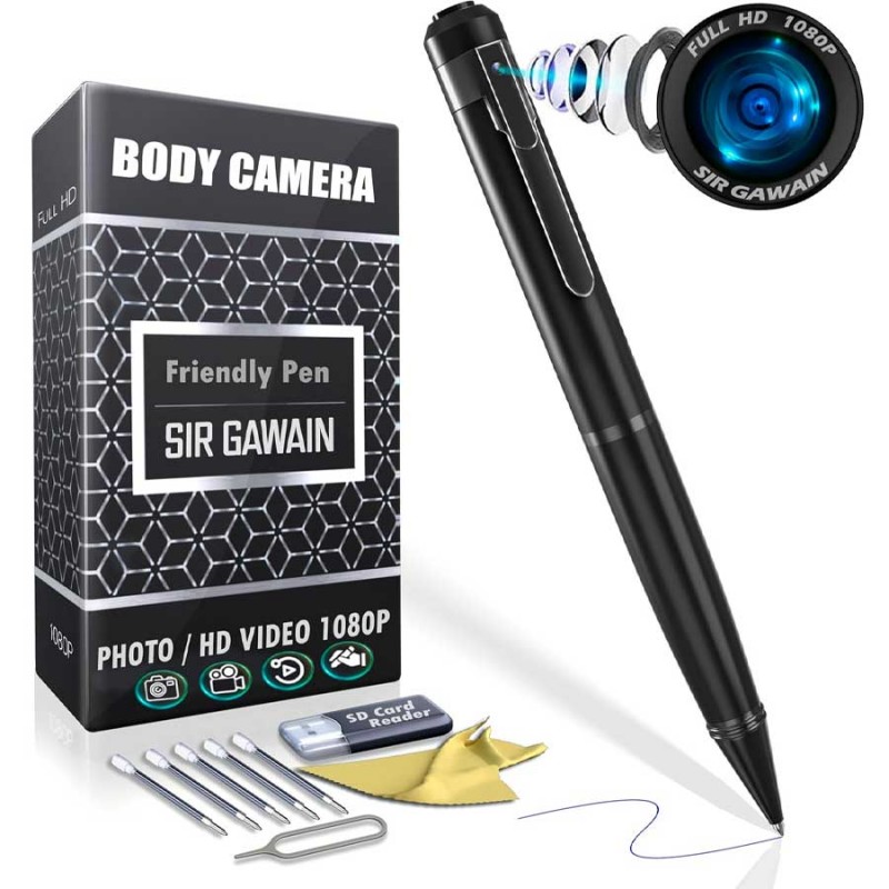  SIRGAWAIN 1080P Body Camera Pen [Upgraded 2024] – Body Cam with HD Video or Picture Taking, SD Card Storage, and Manual Control for Privacy Compliance