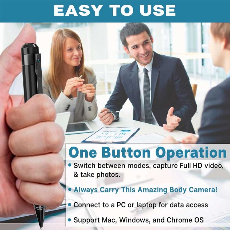  SIRGAWAIN 1080P Body Camera Pen [Upgraded 2024] – Body Cam with HD Video or Picture Taking, SD Card Storage, and Manual Control for Privacy Compliance
