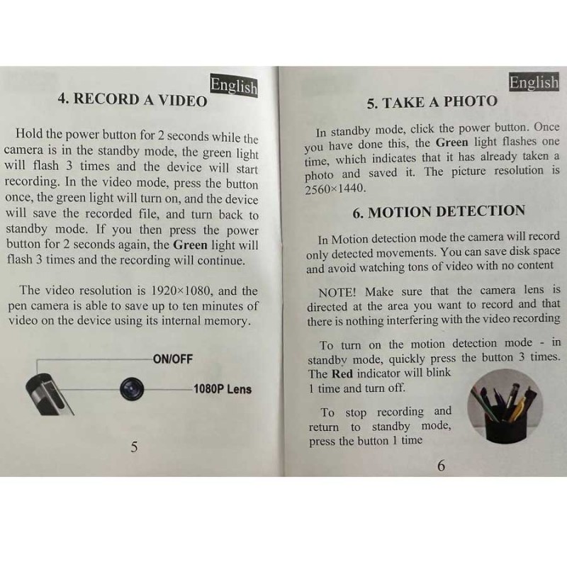  SIRGAWAIN 1080P Body Camera Pen [Upgraded 2024] – Body Cam with HD Video or Picture Taking, SD Card Storage, and Manual Control for Privacy Compliance