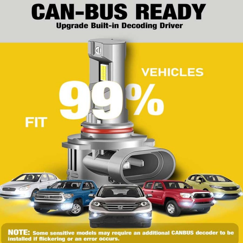 Fahren 9005/HB3 & 9006/HB4, 80000LM 900% Ultra Brighter HB3 HB4 Fog Light Bulbs, 6500K Cool White, 99% CANbus Ready, Plug and Play, IP68, Pack of 4