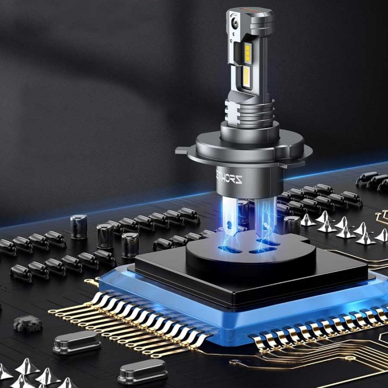 Zethors H4 LED Car Bulbs, 2pcs H4 LED Headlights Canbus 50W 16000LM 6000K H4/9003/HB2 High and Low Beam, Halogen Replacement, Plug and Play, IP68 Waterproof, Fanless