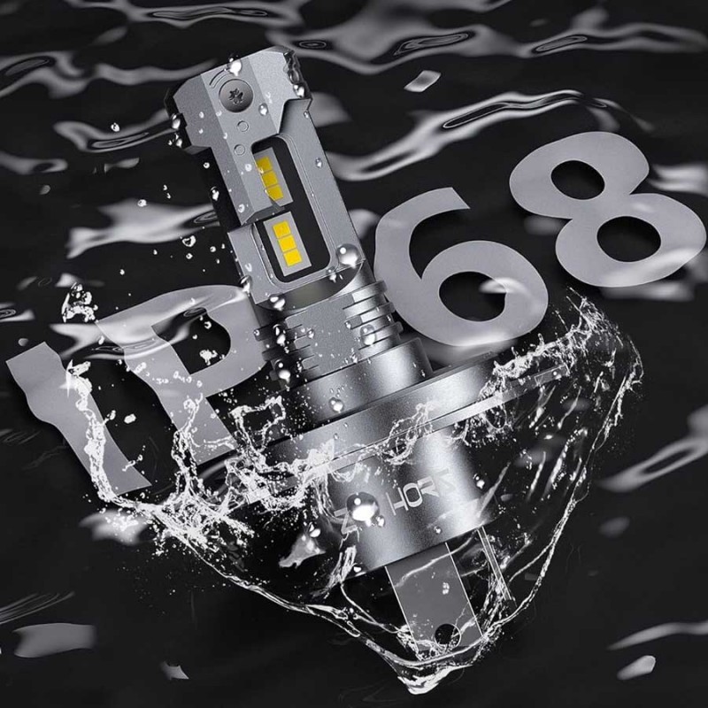 Zethors H4 LED Car Bulbs, 2pcs H4 LED Headlights Canbus 50W 16000LM 6000K H4/9003/HB2 High and Low Beam, Halogen Replacement, Plug and Play, IP68 Waterproof, Fanless