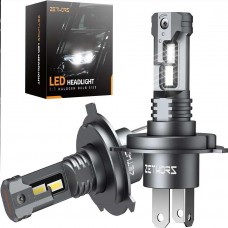 Zethors H4 LED Car Bulbs, 2pcs H4 LED Headlights Canbus 50W 16000LM 6000K H4/9003/HB2 High and Low Beam, Halogen Replacement, Plug and Play, IP68 Waterproof, Fanless