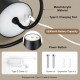 5200mAh Wireless Wall Light, Rechargeable Batttery Operated Wall Sconces Set of 2,3 Color Stepless Dimming Up, Wall Lamp for Battery Operated Lamp for Picture/Bedroom/Living Room/Hallway (Black)