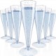 JOLLY CHEF 100 Pack Plastic Champagne Flutes Disposable 4.5 oz Blue Glitter Plastic Champagne Glasses Perfect for Wedding, Thanksgiving Day, Christmas