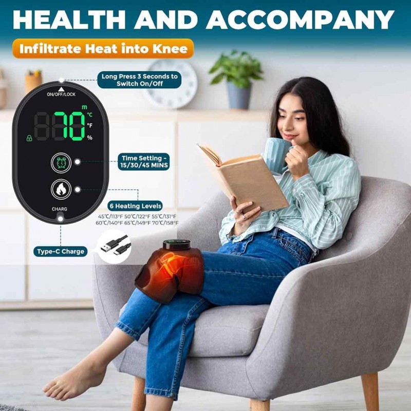 Cordless Heated Knee Brace Wrap for Pain Relief: Adjustable Heating Knee Pad for Knee Elbow Shoulder Arthritis