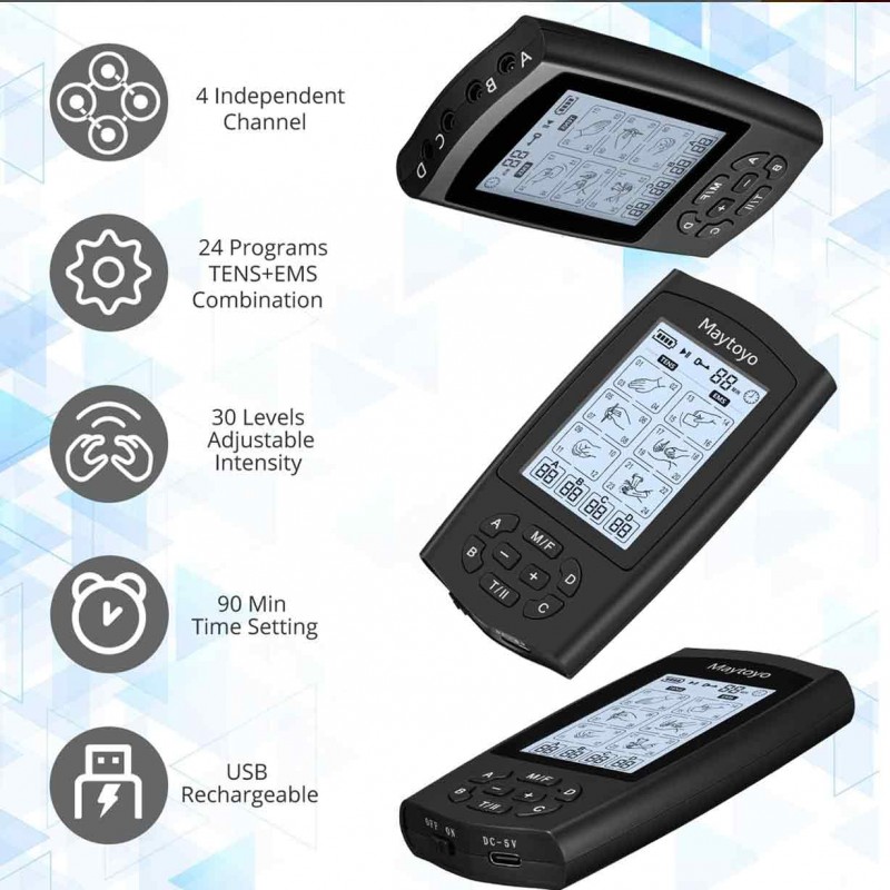Maytoyo 4-Channel TENS Massager: Effective Pain Relief & Muscle Stimulation