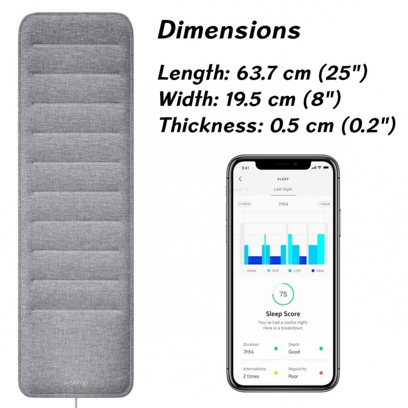 Withings WSM02-AII-US Sleep - Sleep Tracking Pad Under The Mattress with Sleep Cycle Analysis