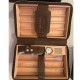 Scotte Cigar Humidor Box Cigar Lighter Cedar Wood Lined Leather Cigar Case Built in Hygrometer Humidifier with Cigar Holder Kit